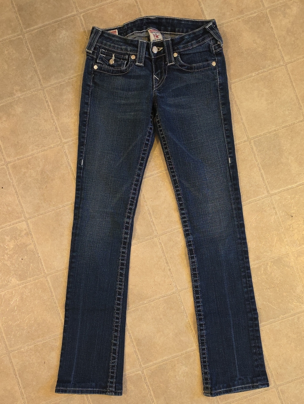 True Religion Women's Dark Blue Straight Leg Jeans